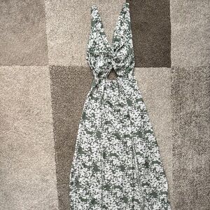 Floral Green and White Women's Dress